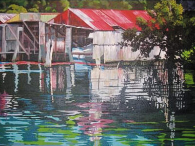 Boat sheds, Hatea River, Whangarei-aotearoa-artist-kim-kerr